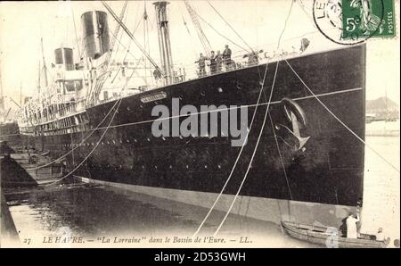 Le Havre, Paquebot La Lorraine, CGT French Line, Bassin de l'Eure – weltweite Nutzung Stockfoto