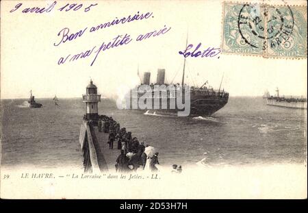 Le Havre, Paquebot La Lorraine, CGT French Line, Dans les Jetées – weltweite Nutzung Stockfoto