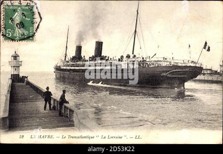 Le Havre, Paquebot La Lorraine, CGT French Line, Transatlantique – weltweite Nutzung Stockfoto