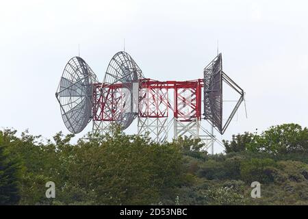 Radarantennen am Horizont Stockfoto