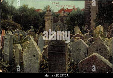 Judaika Praha Prag, Alter israelischer Friedhof, Grabsteine Stockfoto