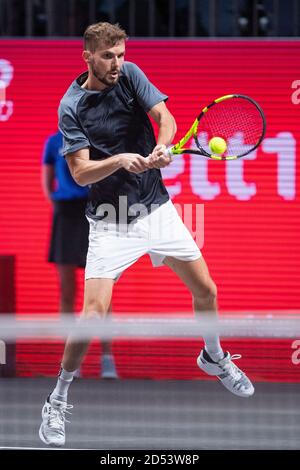 Köln, Deutschland. Oktober 2020. Tennis: ATP Tour, Einzel, Herren, 1. Runde, Struff (Deutschland) - Otte (Deutschland). Oscar Otte in Aktion. Quelle: Marius Becker/dpa/Alamy Live News Stockfoto