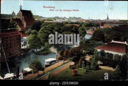 Bydgoszcz Bromberg Westpreußen, Blick von der Danziger Brücke auf die Stadt Stockfoto