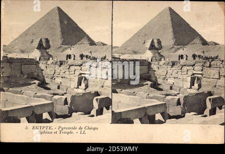 Gizeh Ägypten, Pyramide de Chéops, Sphinx et Temple Stockfoto