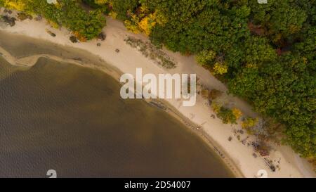 Luftaufnahme des Strandes im Oka Nationalpark, Kanada Stockfoto