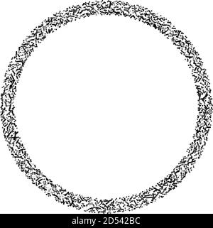 Graustufen zufällige Quadrate in Kreisbildung abstraktes geometrisches Element. Kreis, kreisförmiges Mosaik Stock Vektor