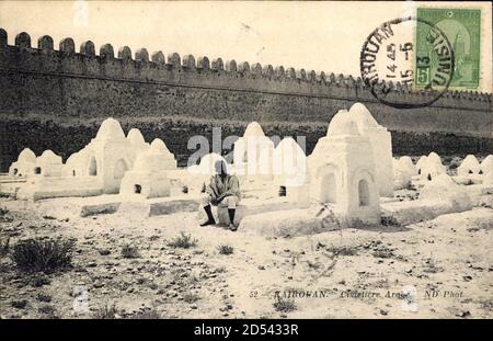 Kairouan Tunesien, Cimetière Arabe, Friedhof, Gräber weltweit im Einsatz Stockfoto