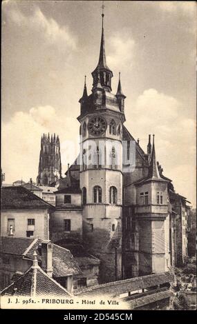 Freiburg Freiburg Stadt Schweiz, Hotel de Ville, Blick auf das Rathaus Stockfoto