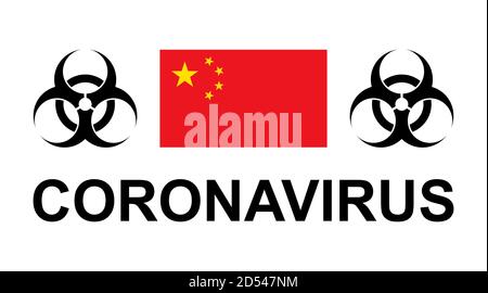 Coronavirus in China. 2019-NCoV Symbol neuartige Coronavirus Vektor-Konzept auf weißem Hintergrund isoliert . Stock Vektor