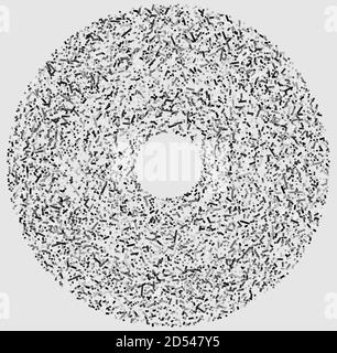 Graustufen zufällige Quadrate in Kreisbildung abstraktes geometrisches Element. Kreis, kreisförmiges Mosaik Stock Vektor