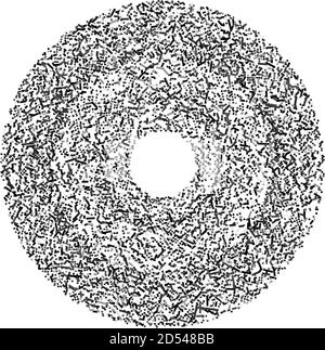 Graustufen zufällige Quadrate in Kreisbildung abstraktes geometrisches Element. Kreis, kreisförmiges Mosaik Stock Vektor