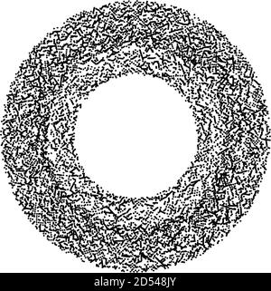 Graustufen zufällige Quadrate in Kreisbildung abstraktes geometrisches Element. Kreis, kreisförmiges Mosaik Stock Vektor