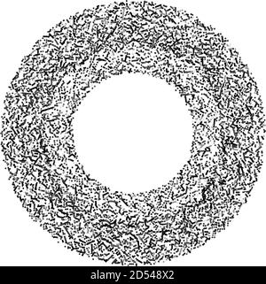 Graustufen zufällige Quadrate in Kreisbildung abstraktes geometrisches Element. Kreis, kreisförmiges Mosaik Stock Vektor