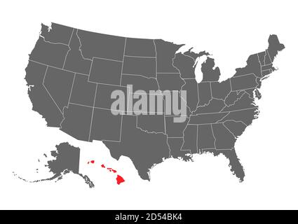 Hawaii Vektorkarte Silhouette. Detaillierte Darstellung. Vereinigte Staaten von Amerika Land . Stock Vektor