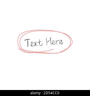 Textmarker und Markierer, handgezeichnete Kreislinien. Vektordarstellung auf weißem Hintergrund isoliert. Stock Vektor