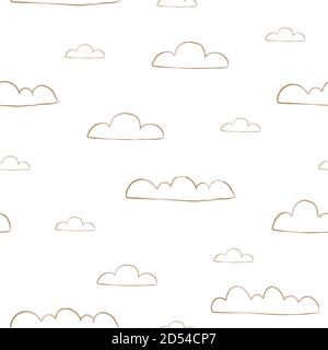 Nahtlose Hintergrund mit goldenen Regen Wolken auf weißem Hintergrund. Vector Illustration Stock Vektor