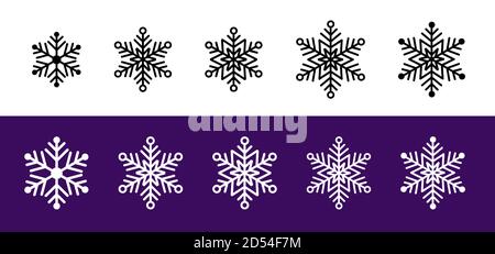 Kollektionen verschiedene Silhouette Schneeflocken. Vektor schwarz und weiß Schneeflocken isoliert auf weißem Hintergrund. Für Ihre Designprojekte. Stock Vektor