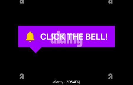 Benachrichtigung Über Social Media-Abonnements. Klicken Sie Auf Die Bell Reaction Vector Illustration Auf Schwarzem Hintergrund Stock Vektor