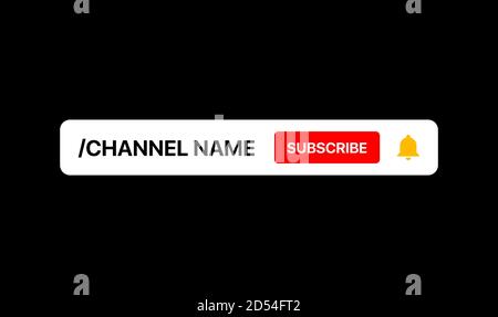 Youtube-Kanalname Unteres Drittel. Schaltfläche „Abonnieren“. Social Media Banner für Ihr Video auf schwarzem Hintergrund. Vektorgrafik Stock Vektor
