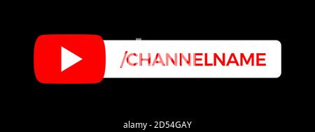 Youtube-Kanalname Unteres Drittel. Rotes Broadcast-Banner für Video auf schwarzem Hintergrund. Vektorgrafik Stock Vektor