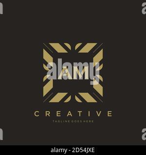 AM Anfangsbuchstaben Luxus Ornament Monogramm Logo Vorlage Vektor Kunst Stock Vektor