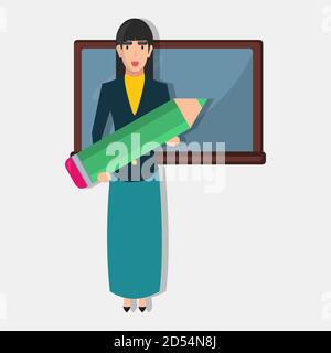 Weibliche Lehrerin Konzept Vektor Illustration in flachen Stil Stock Vektor