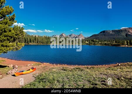 Molas Lake und die San Juan Mountains auf dem 485 Meilen langen Colorado Trail, Colorado Stockfoto