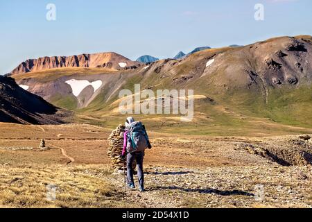 Wandern durch die San Juan Mountains auf dem 485 Meilen langen Colorado Trail, Colorado Stockfoto