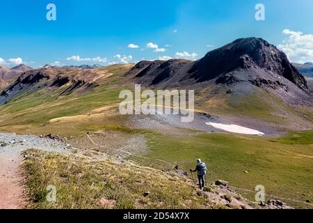 Wandern durch die San Juan Mountains auf dem 485 Meilen langen Colorado Trail, Colorado Stockfoto