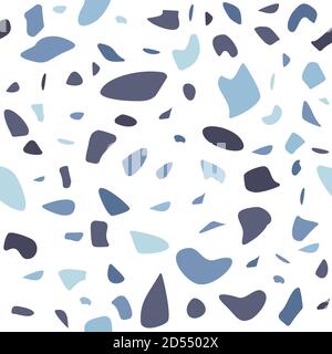 Terrazzo Boden Vektor nahtlose Muster. Moderne Vektorgrafik für Stoffdruck, Geschenkpapier, Bodenbelag. Klassischer venezianischer Terrazzo-Boden aus Naturstein, Granit, Quarz Stock Vektor