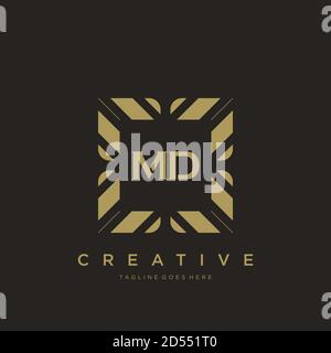 MD Anfangsbuchstabe Luxus Ornament Monogramm Logo Schablone Vektor Stock Vektor