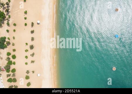 Repulse Bay Beach, leer wegen Covid 19 Einschränkungen in Hong Kong Stockfoto