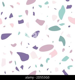 Terrazzo Boden Vektor nahtlose Muster. Moderne Vektorgrafik für Stoffdruck, Geschenkpapier, Bodenbelag. Klassischer venezianischer Terrazzo-Boden aus Naturstein, Granit, Quarz Stock Vektor