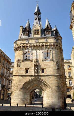 Frankreich, Aquitaine, Bordeaux, das Cailhau-Tor ist ein altes Verteidigungstor der Stadt, il ist ein historisches Denkmal. Stockfoto