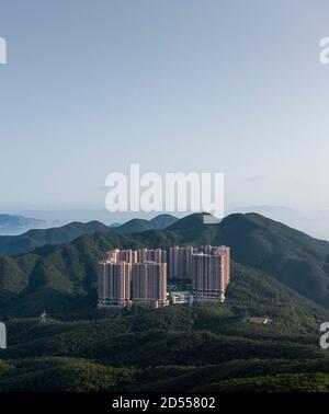 Blick über die Skyline von Hongkong vom Jardines Lookout, in der Nähe von Mt Butler auf Hong Kong Island. Stockfoto