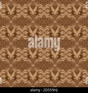 Einzigartiges Motivdesign auf Kawung Batik mit glattem braunem Farbdesign. Stock Vektor