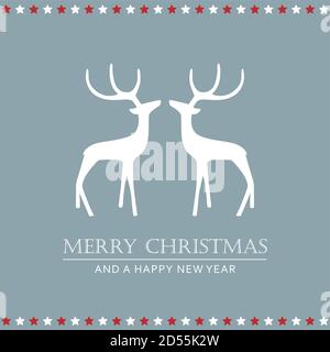 weihnachten Grußkarte mit Hirsch und Sterne Vektor-Illustration EPS10 Stock Vektor