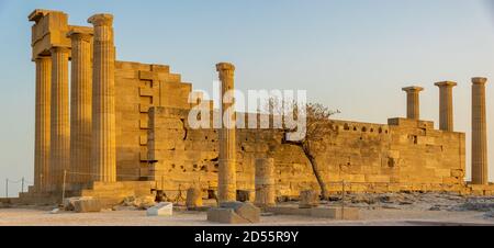 Ruinen der Akropolis von Lindos.Rhodos, Griechenland. Stockfoto