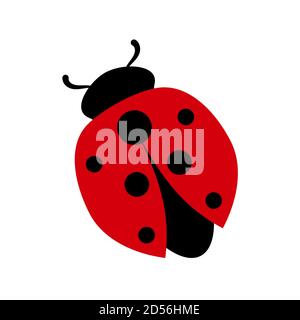 Ladybug-farbiges Symbol. Flache Grafik. Cartoon-Form des beliebten Insekts in schwarz und rot Stock Vektor
