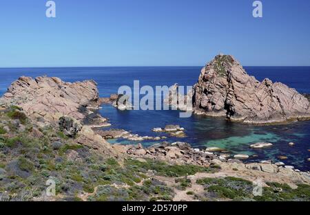 Blick auf den Sugarloaf Rock und die Küste in der Nähe von Dunsborough Western Australia Stockfoto