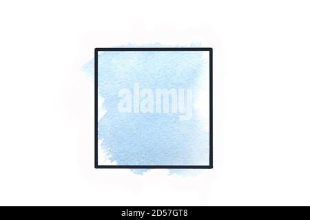 Blaue Pinselstriche Aquarellfarbe in schwarz Ruhm isoliert auf weißem Hintergrund. Speicherplatz kopieren. Stockfoto