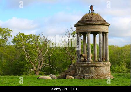 The Beacon im George Staunton Country Park, Havant Hampshire, ist ein Rastplatz für eine Herde Schafe. Stockfoto