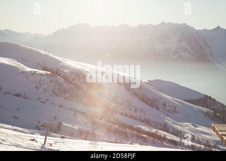 Saint-François-Longchamp : Höhe sonnigen Tag. Maurienne Savoie Stockfoto