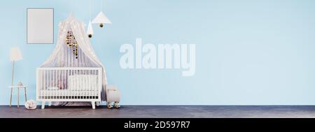 Kinder Deko-Set, Frame Mockup auf blauem Hintergrund Stockfoto