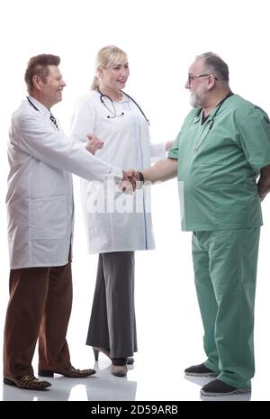 Medizinische Kollegen schütteln sich die Hände Stockfoto
