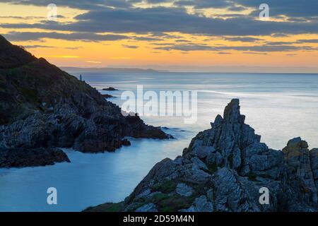 Sonnenaufgang über Polperro Cornwall Stockfoto