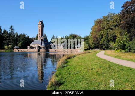 Jagdschloss St. Hubertus im Nationalpark De Hoge Veluwe mit dem Museum Kröller-Müller, Provinz Gelderland, Niederlande. Stockfoto