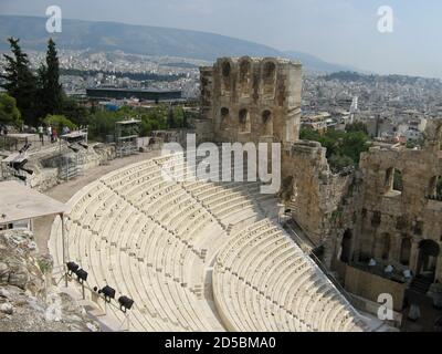 Blick über das Theater des Herodes Atticus in Athen Stockfoto