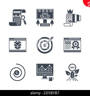 Symbole für SEO und Weboptimierung festgelegt Stock Vektor