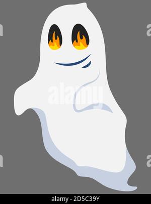 Geist mit brennenden Augen. Halloween-Charakter im Cartoon-Stil. Stock Vektor